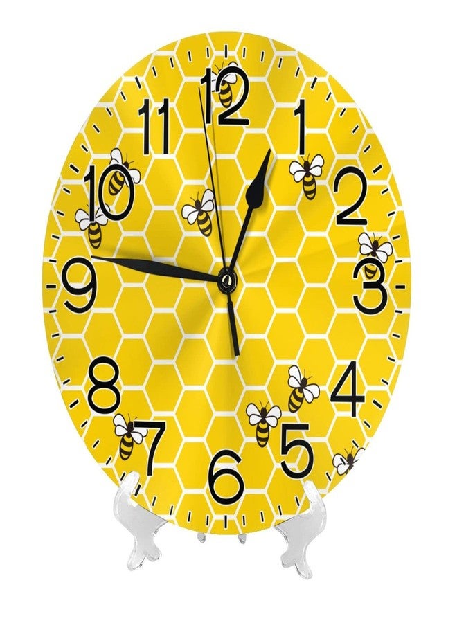 BOKEKANG Yellow Bees and Honey Wall Clock Bees Round Wall Clock Silent Non Ticking Clock 10 Inch Round Clocks Home Decor for Office School Kitchen Living Room - Image 2
